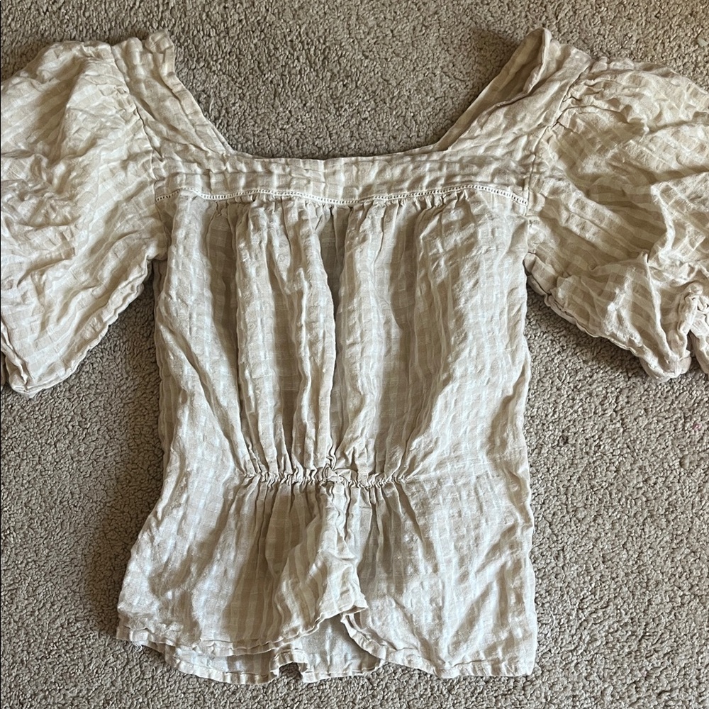 Urban Outfitters Beige Puff Sleeve Blouse